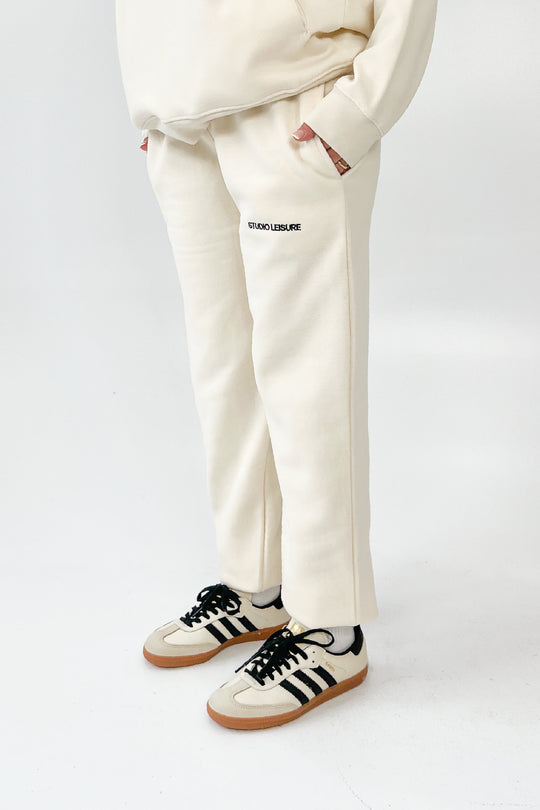 Studio Leisure essential ecru embroidered relaxed jogger