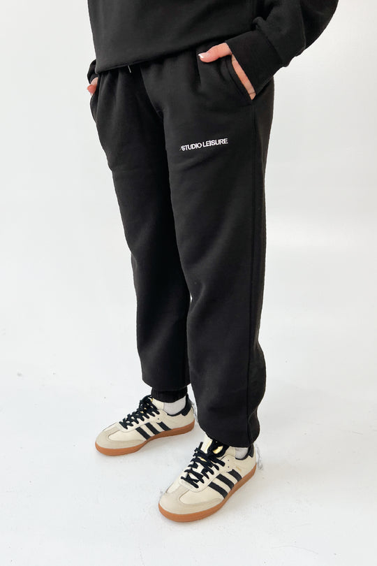 Studio Leisure essential black embroidered relaxed jogger