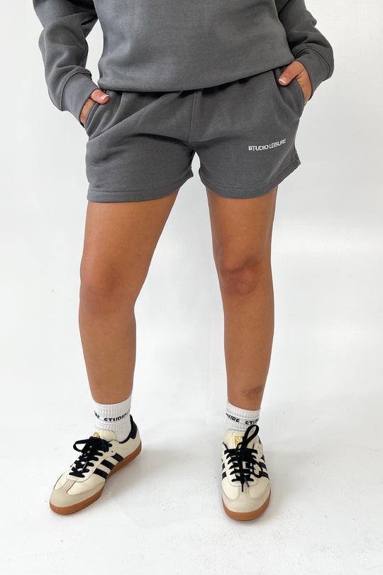 Studio Leisure essential steel grey embroidered shorts