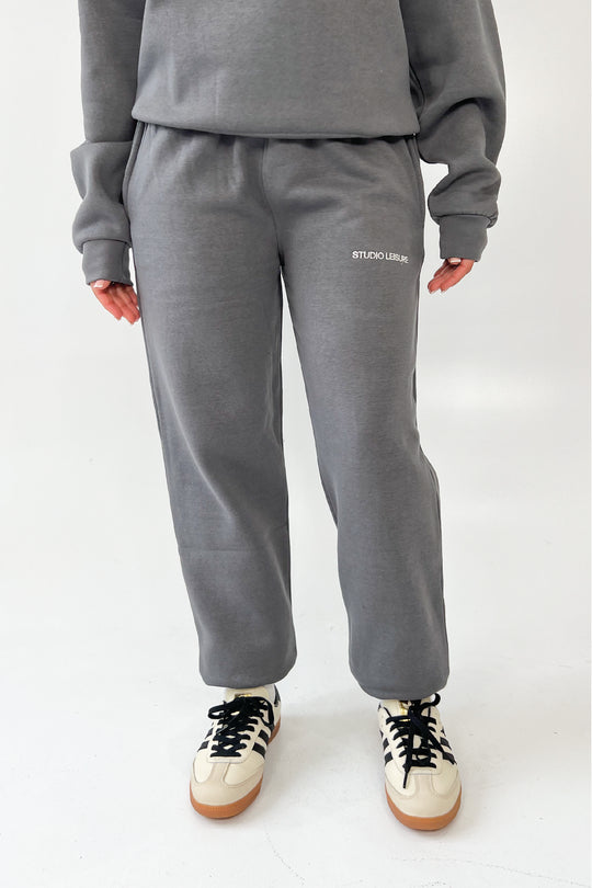 Studio Leisure essential steel grey  embroidered relaxed jogger