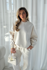 Glamify premium essential ivory relaxed sweatshirt