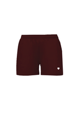 SELF LOVE SOCIETY BURGUNDY & WHITE EMBROIDERED SHORTS HANNAH BRIGGS