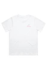 NO WORRIES WHITE EMBROIDERED HEAVYWEIGHT T-SHIRT HANNAH BRIGGS
