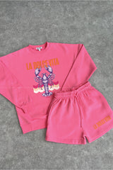 La Dolce Vita Pink Lemonade Premium Sweater Short Loungewear Set