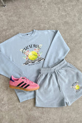 Paradise Club Baby Blue Premium Sweater Short Loungewear Set