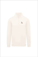 SELF LOVE SOCIETY IVORY & CHOCOLATE 3D EMBROIDERED 3/4 ZIP SWEATER