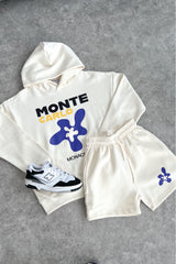 Monte Carlo Ecru Premium Hoodie Short Loungewear Set