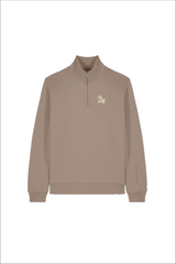 SELF LOVE SOCIETY MOCHA & CREAM 3D EMBROIDERED 3/4 ZIP SWEATER