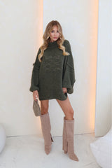 Gege khaki embroidered oversized knit jumper