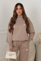 GEGE EMBROIDERED MOCHA PREMIUM ESSENTIAL RELAXED HOODIE