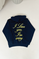 Mini I love you navy printed hoodie