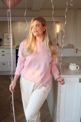 SELF LOVE SOCIETY PINK & CREAM EMBROIDERED SWEATER
