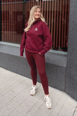 SELF LOVE SOCIETY BURGUNDY & CREAM 3D EMBROIDERED 3/4 ZIP