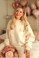 SELF LOVE SOCIETY IVORY & PINK 3D EMBROIDERED SWEATER