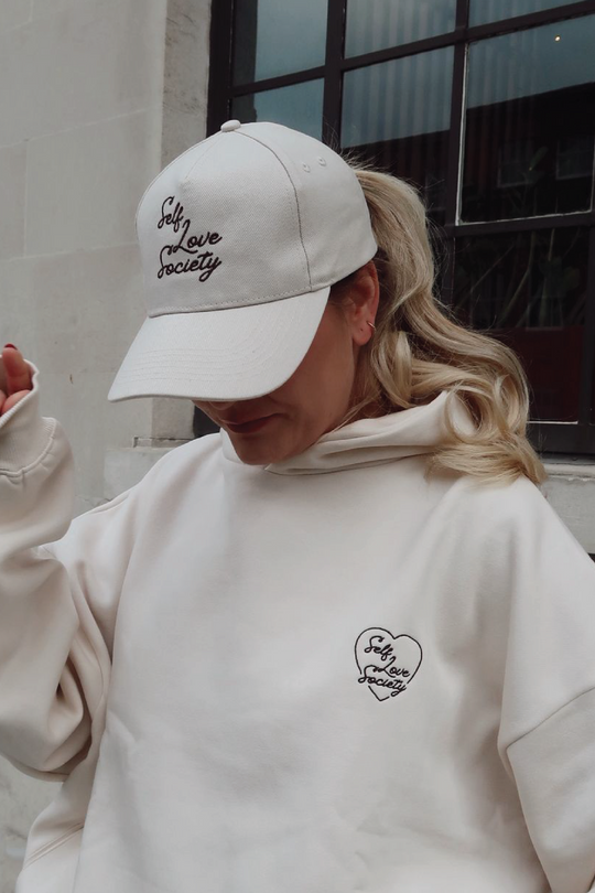 SELF LOVE SOCIETY CREAM & CHOCOLATE EMBROIDERED CAP