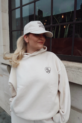 SELF LOVE SOCIETY HEART IVORY & CHOCOLATE EMBROIDERED HOODIE