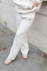 SELF LOVE SOCIETY HEART IVORY & CHOCOLATE EMBROIDERED STRAIGHT LEG JOGGER