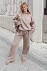 SELF LOVE SOCIETY MOCHA & CREAM 3D EMBROIDERED 3/4 ZIP SWEATER