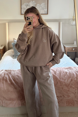 SELF LOVE SOCIETY HEART MOCHA & CREAM EMBROIDERED STRAIGHT LEG JOGGER