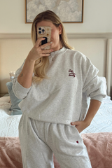 SELF LOVE SOCIETY MARL GREY & BURGUNDY 3D EMBROIDERED SWEATER