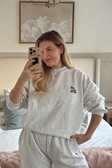 SELF LOVE SOCIETY MARL GREY & BURGUNDY 3D EMBROIDERED SWEATER