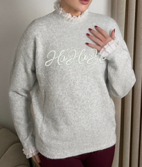 CORDELIA MARL GREY HOHOHO EMBROIDERED LACE TRIM JUMPER