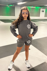 Mini G monogram steel grey embroidered sweater shorts loungewear