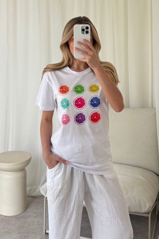 Fruit slices printed white T-shirt