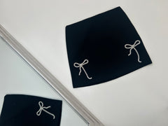 ALARA BLACK DIAMANTE BOW MINI SKIRT