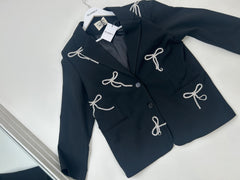 ROSALINA BLACK  DIAMANTE BOW BLAZER