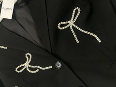 ROSALINA BLACK  DIAMANTE BOW BLAZER