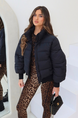 Alyssa black short puffer coat