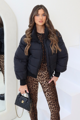 Alyssa black short puffer coat