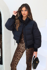 Alyssa black short puffer coat