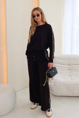 Nova black leopard stripe sweater set