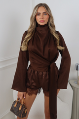 INDIA CHOCOLATE SHOULDER PAD BLOUSE
