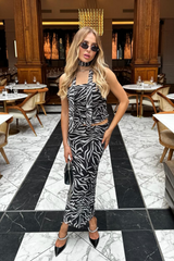 Stassi zebra mesh midi skirt and scarf co-ord