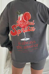 Aperol Spritz steel grey 3/4 zip up printed sweater