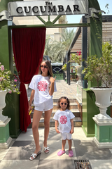 Mini Baby Pink tile white printed t-shirt