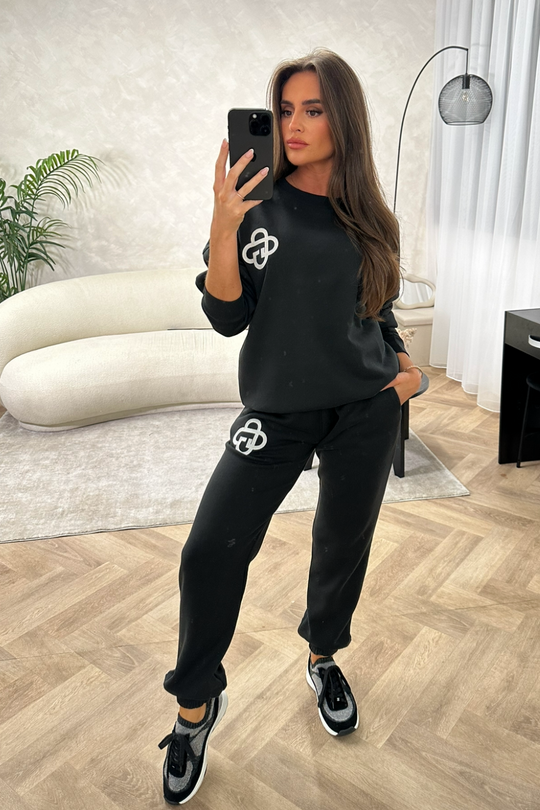 G monogram black embroidered sweater joggers loungewear