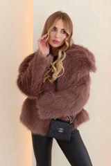 Olivia brown faux fur coat