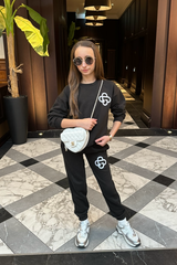 Mini G monogram black embroidered sweater and joggers