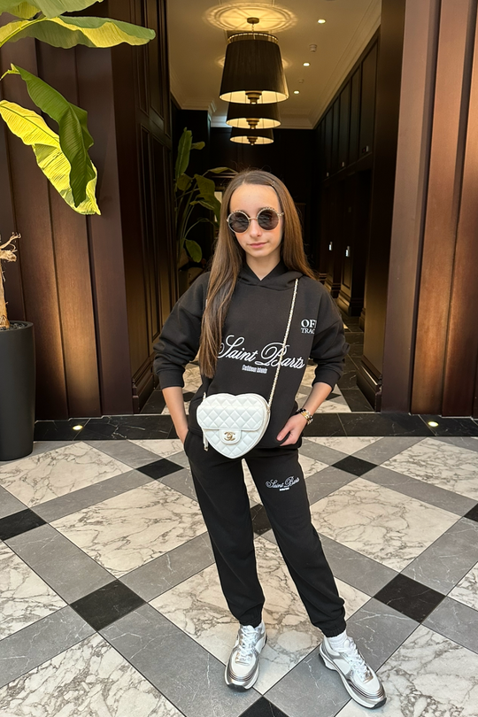 Mini Saint Barts black embroidered hoodie and joggers