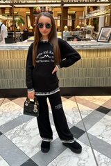 Mini apres ski black knitted jumper and trousers