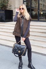 Natalie khaki teddy aviator gilet