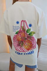 Lake como cream printed heavyweight oversized t-shirt