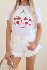 football cherry white printed euros t-shirt
