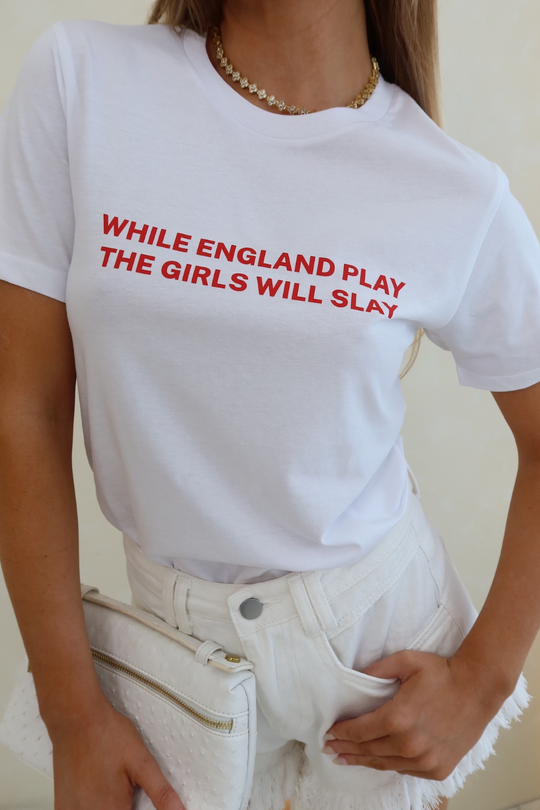 England slay white printed euros t-shirt