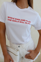 England slay white printed euros t-shirt