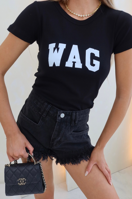 Wag black printed Euros baby tee